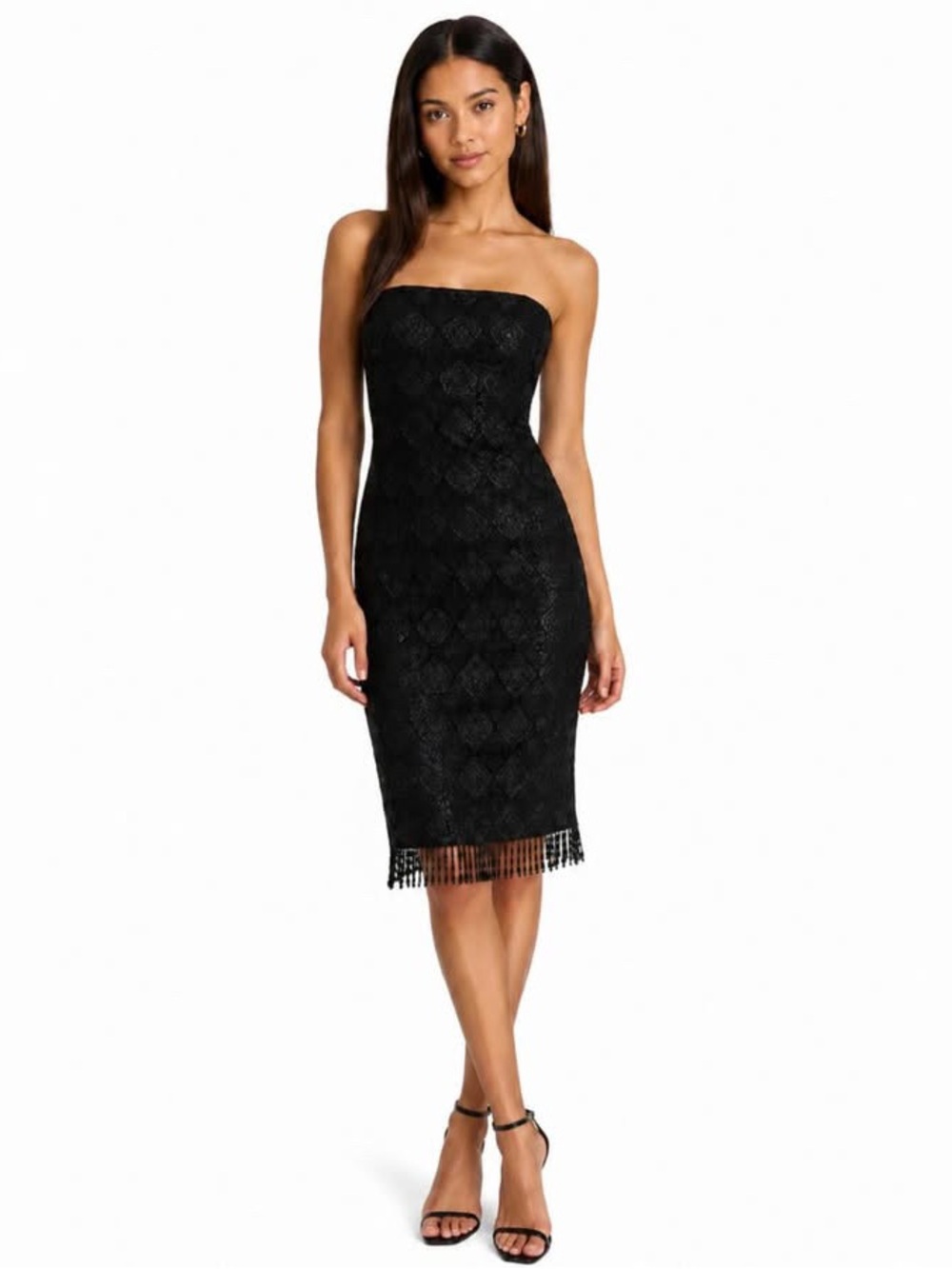 Alexia Admor Black Vintage Inspired Elegant Strapless Beaded Dress